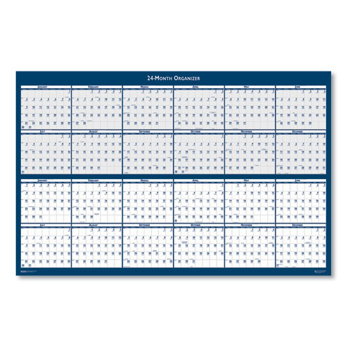 Image of House Of Doolittle™ Reversible/Erasable 2 Year Wall Calendar, 24 X 37, Light Blue/Blue/White Sheets, 24-Month (Jan To Dec): 2024 To 2025