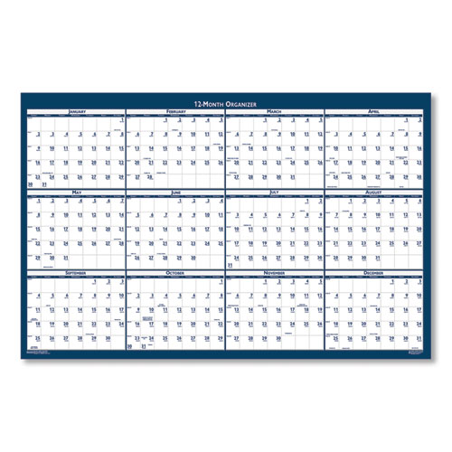 Image of House Of Doolittle™ Recycled Poster Style Reversible/Erasable Yearly Wall Calendar, 18 X 24, White/Blue/Gray Sheets, 12-Month (Jan To Dec): 2024