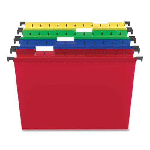 Image of Plastic Hanging File Folders, Letter Size, 1/5-Cut Tabs, Assorted Colors, 20/Box