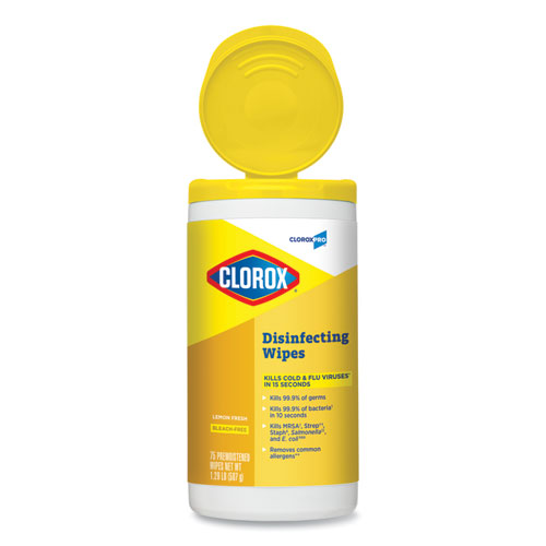Disinfecting Wipes, 7 x 8, Lemon Fresh, 75/Canister, 6/Carton