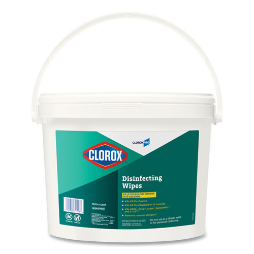 Clorox® Disinfecting Wipes, 1-Ply, 7 x 8, Fresh Scent, White, 700/Bucket
