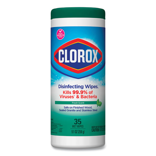 Clorox® Disinfecting Wipes, 7 x 8, Fresh Scent, 35/Canister, 12/Carton