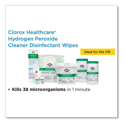 Image of Clorox Healthcare® Hydrogen Peroxide Cleaner Disinfectant Wipes, 12 X 11, Unscented, White, 185/Pack, 2 Packs/Carton