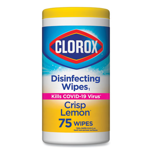 Disinfecting Wipes, 7 x 7.75, Crisp Lemon, 75/Canister