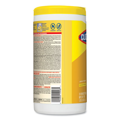 Image of Disinfecting Wipes, 7 x 8, Lemon Fresh, 75/Canister, 6/Carton