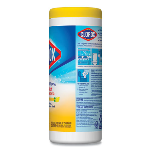 Image of Clorox® Disinfecting Wipes, 1-Ply, 7 X 8, Crisp Lemon, White, 35/Canister