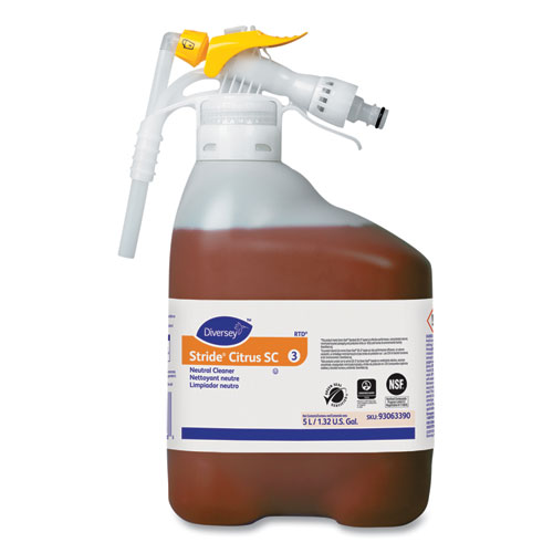 Stride Neutral Cleaner, Citrus Scent, Liquid, 5.3 qt, 1 Bottle/Carton
