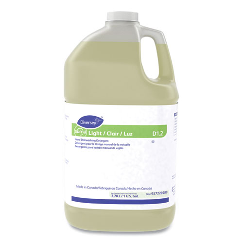 Image of Diversey™ Suma Light D1.2 Hand Dishwashing Detergent, Citrus, 1 Gal Container, 4/Carton