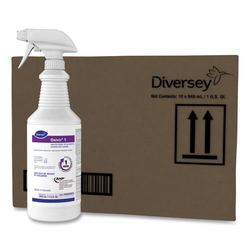 Oxivir 1 RTU Disinfectant Cleaner, 32 oz Spray Bottle, 12/Carton