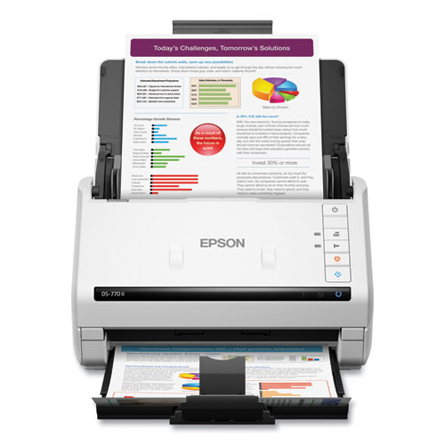 Epson® DS-770 II Color Duplex Document Scanner, 600 dpi Optical Resolution, 100-Sheet Duplex Auto Document Feeder