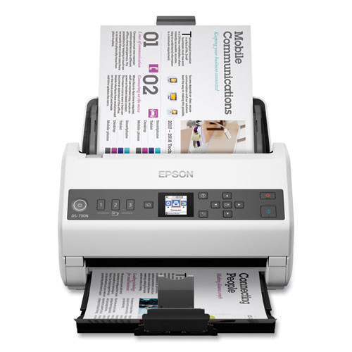 Image of Epson® Ds-730N Network Color Document Scanner, 600 Dpi Optical Resolution, 100-Sheet Duplex Auto Document Feeder