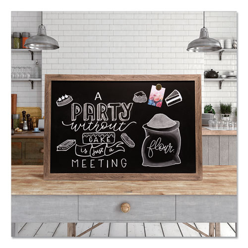 Magnetic Chalkboard with Rustic Frame, 36" x 24" (Actual Size: 35" x 23"), Black Surface, Brown Wood Frame