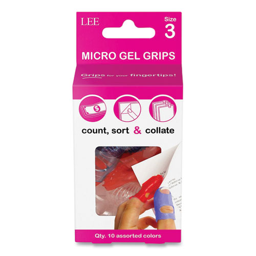Image of Lee Tippi Micro-Gel Fingertip Grips, Size 3, X-Small, Assorted, 10/Pack