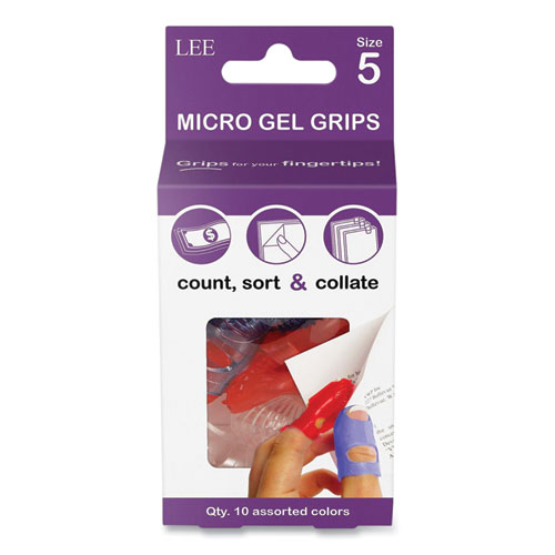 Image of Lee Tippi Micro-Gel Fingertip Grips, Size 5, Small, Assorted, 10/Pack