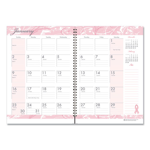 Image of House Of Doolittle™ Breast Cancer Awareness Recycled Ruled Monthly Planner/Journal, 10 X 7, Pink Cover, 12-Month (Jan To Dec): 2024