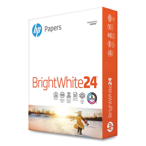 Brightwhite24 Paper, 100 Bright, 24 lb Bond Weight, 8.5 x 11, Bright White, 500/Ream
