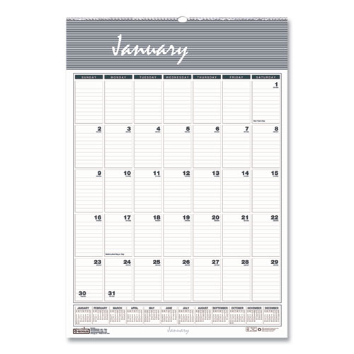 Image of Bar Harbor Recycled Wirebound Monthly Wall Calendar, 15.5 x 22, White/Blue/Gray Sheets, 12-Month (Jan-Dec): 2023