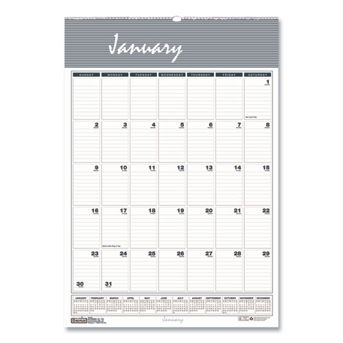 Image of House Of Doolittle™ Bar Harbor Recycled Wirebound Monthly Wall Calendar, 8.5 X 11, White/Blue/Gray Sheets, 12-Month (Jan-Dec): 2024