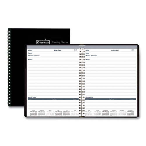 Image of House Of Doolittle™ Recycled Meeting Note Planner, 11 X 8.5, Black Cover, 12-Month (Jan To Dec): 2024