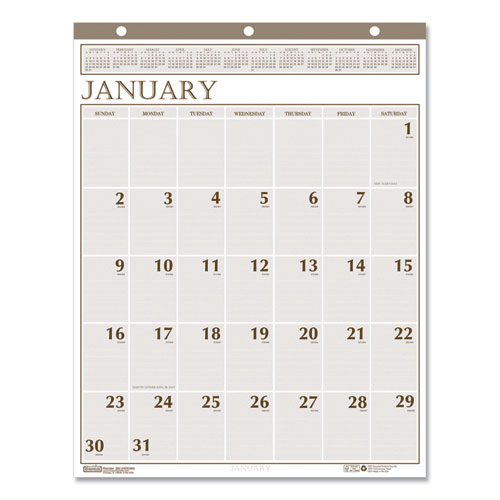 House of Doolittle™ Large Print Recycled Monthly Wall Calendar, 20 x 26, Beige Sheets, 12-Month (Jan to Dec): 2024