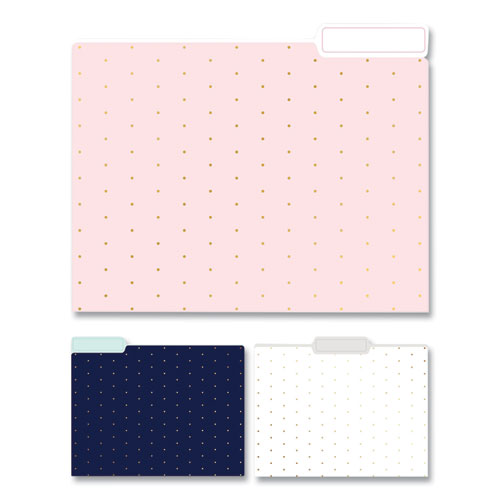 Fashion File Folders, 1/3-Cut Tabs: Assorted, Letter Size, 1" Expansion, Pindot Assortment, 9/Pack