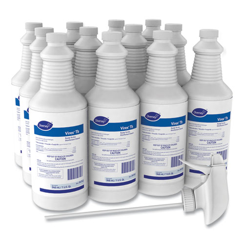 Image of Virex TB Disinfectant Cleaner, Lemon Scent, Liquid, 32 oz Bottle, 12/Carton