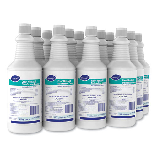 Diversey™ Crew Neutral Non-Acid Bowl And Bathroom Disinfectant, 32 Oz Squeeze Bottle, 12/Carton