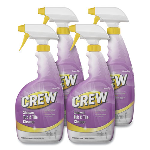 Crew Shower, Tub and Tile Cleaner, Liquid, 32 oz, 4/Carton