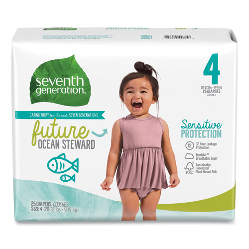 Free and Clear Baby Diapers, Size 4, 20 lbs to 32 lbs, 25/Pack, 4 Packs/Carton