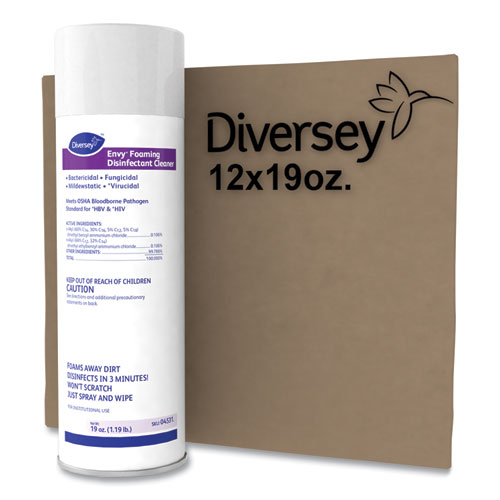 Image of Diversey™ Envy Foaming Disinfectant Cleaner, Lavender Scent, 19 Oz Aerosol Spray