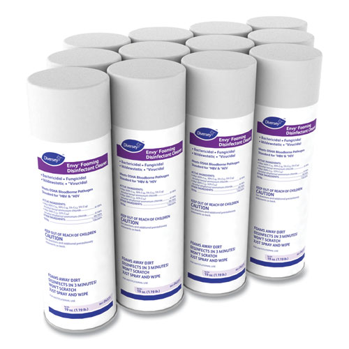 Envy Foaming Disinfectant Cleaner, Lavender Scent, 19 oz Aerosol Spray, 12/Carton