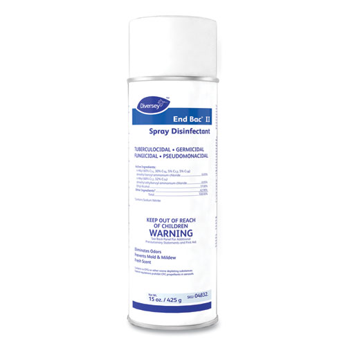 End Bac II Spray Disinfectant, Fresh Scent, 15 oz Aerosol Spray, 12/Carton