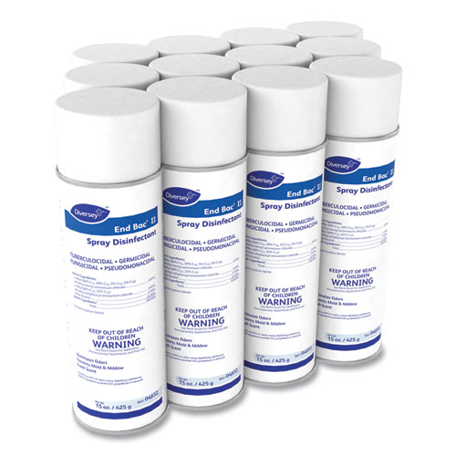 Image of Diversey™ End Bac Ii Spray Disinfectant, Fresh Scent, 15 Oz Aerosol Spray, 12/Carton