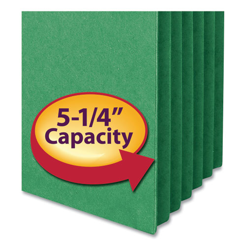 Colored File Pockets, 5.25" Expansion, Letter Size, Green