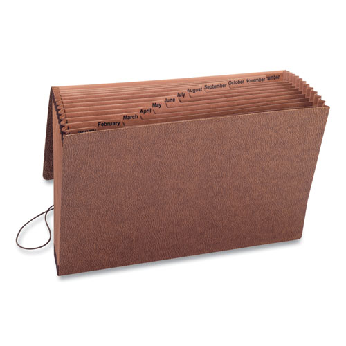 Image of Smead™ Tuff Expanding Wallet, 12 Sections, Elastic Cord Closure, 1/12-Cut Tabs, Legal Size, Redrope