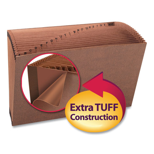 TUFF Expanding Open-Top Stadium File, 21 Sections, 1/21-Cut Tabs, Legal Size, Redrope