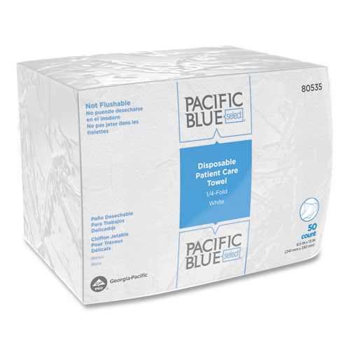Georgia Pacific® Professional Pacific Blue Select Disposable Patient Care Washcloths, 1-Ply, 9.5 x 13, Unscented, White, 50/Pack, 20 Packs/Carton