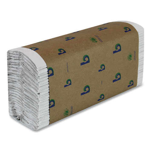 Image of Boardwalk Green C-Fold Towels, 1-Ply, 10.13 x 12.75, Natural White, 150/Pack, 16 Packs/Carton
