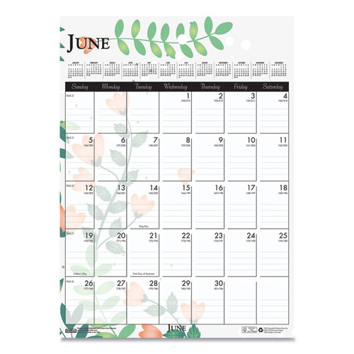 Image of Recycled Wild Flower Wall Calendar, Wild Flowers Artwork, 12 x 16.5, White/Multicolor Sheets, 12-Month (Jan to Dec): 2023