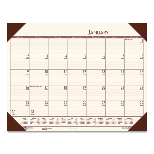 Image of House Of Doolittle™ Ecotones Recycled Monthly Desk Pad Calendar, 22 X 17, Moonlight Cream Sheets, Brown Corners, 12-Month (Jan To Dec): 2024