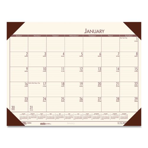 House of Doolittle™ EcoTones Recycled Monthly Desk Pad Calendar, 22 x 17, Moonlight Cream Sheets, Brown Corners, 12-Month (Jan to Dec): 2024 | Lower Huron Company