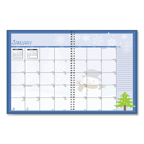 Seasonal Monthly Planner, Illustrated Seasons Artwork, 10 x 7, Light Blue Cover, 12-Month (Jan to Dec): 2024