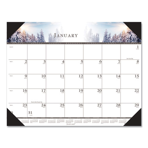 Image of Recycled Full-Color Monthly Desk Pad Calendar, Nature Photography, 22 x 17, Black Binding/Corners,12-Month (Jan to Dec): 2023