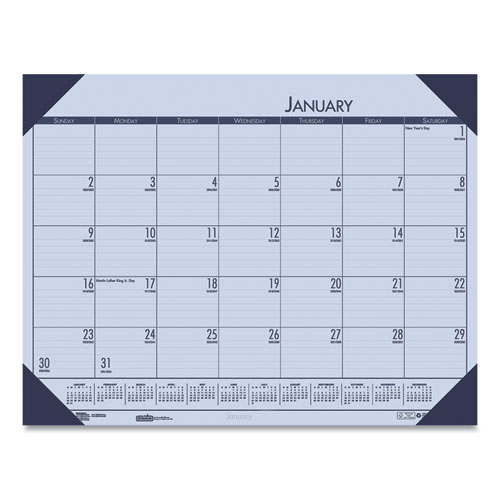 Image of EcoTones Recycled Monthly Desk Pad Calendar, 22 x 17, Sunset Orchid Sheets, Cordovan Corners, 12-Month (Jan to Dec): 2023