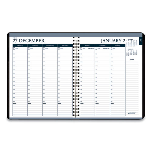 Recycled Monthly Weekly 7 Day Planner, 8.75 x 6.88, Black Cover, 12-Month (Jan to Dec): 2024