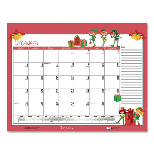 Image of Recycled Desk Pad Calendar, Earthscapes Seasonal Artwork, 22 x 17, Black Binding/Corners,12-Month (July-June): 2022-2023