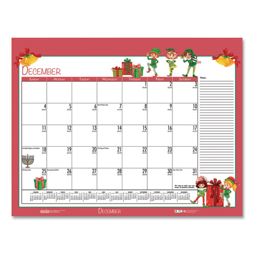 Image of Recycled Desk Pad Calendar, Earthscapes Seasonal Artwork, 22 x 17, Black Binding/Corners,12-Month (Jan to Dec): 2023