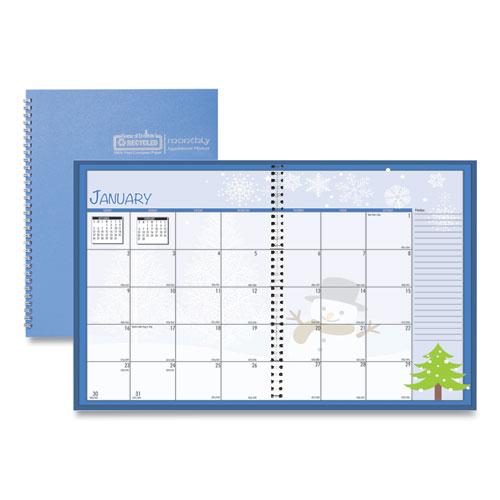 House of Doolittle™ Seasonal Monthly Planner, Illustrated Seasons Artwork, 10 x 7, Light Blue Cover, 12-Month (Jan to Dec): 2024