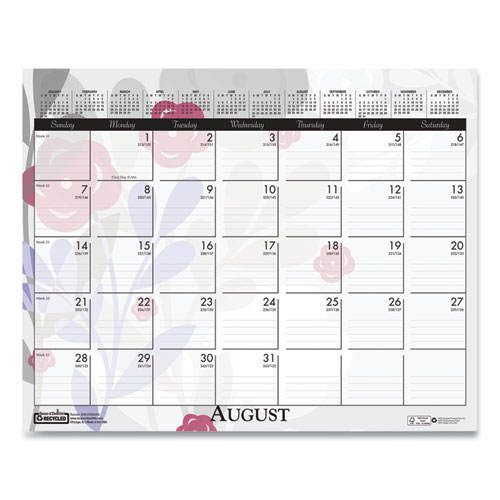 Image of House Of Doolittle™ Recycled Wild Flower Wall Calendar, Wild Flowers Artwork, 15 X 12, White/Multicolor Sheets, 12-Month (Jan To Dec): 2024