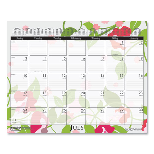 Recycled Wild Flower Wall Calendar, Wild Flowers Artwork, 15 x 12, White/Multicolor Sheets, 12-Month (Jan to Dec): 2024